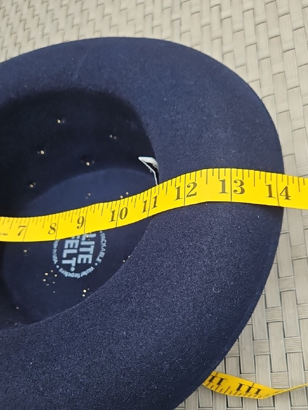 Vintage Betmar New York 100% Wool Gold-Studs Navy Felt Wide-Brim Hat - Picture 11 of 17